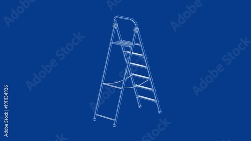 Wallpaper Mural 3D wire-frame model of step ladder Torontodigital.ca