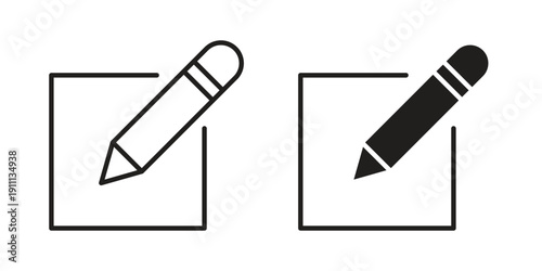 Edit icon. Line and Silhouette Icon Set.