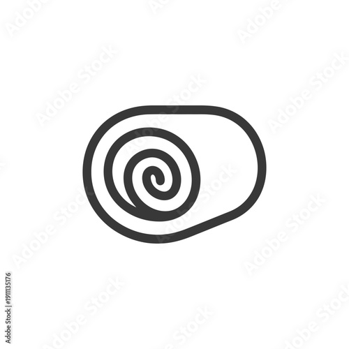 A stylized illustration of a coiled roll with an oblong shape