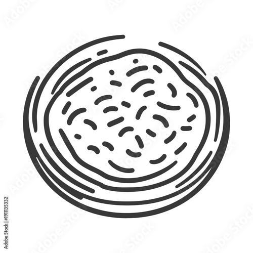 A simplistic stylized illustration of a rounded object or form