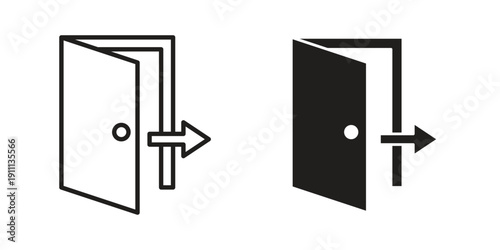 Exit icon. Line and Silhouette Icon Set.