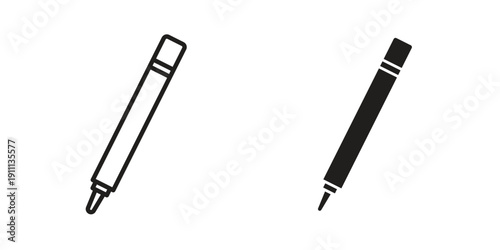 Eyeliner icon. Line and Silhouette Icon Set.