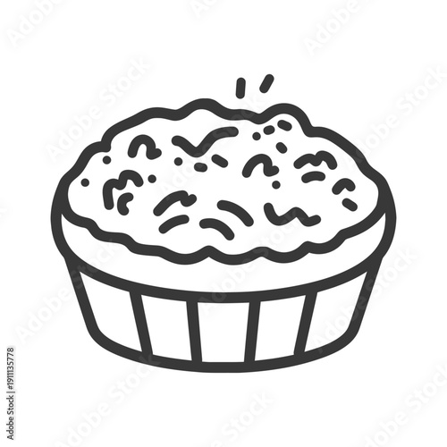 An illustration shows a bowl filled with cooked food serving