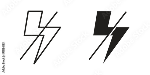 Flash off icon. Line and Silhouette Icon Set.