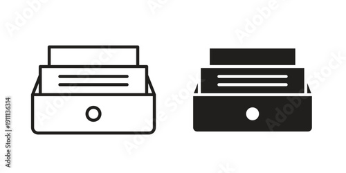 Folder box icon. Line and Silhouette Icon Set.