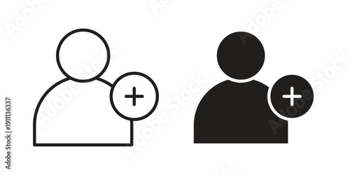 Follower icon. Line and Silhouette Icon Set.