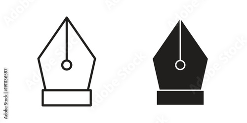 Fountain pen icon. Line and Silhouette Icon Set.