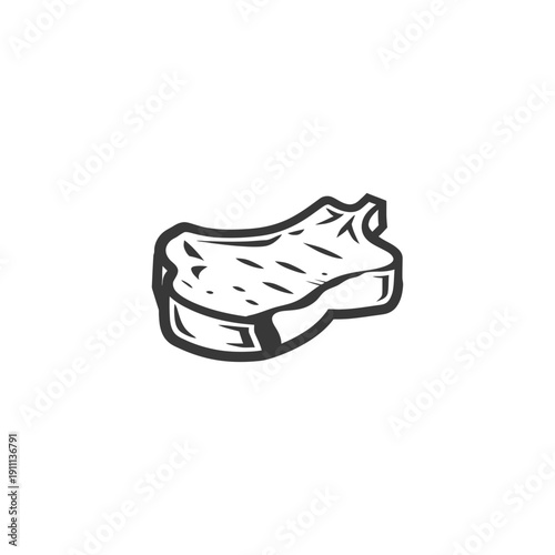 A grayscale drawing of a bone in beef steak piece