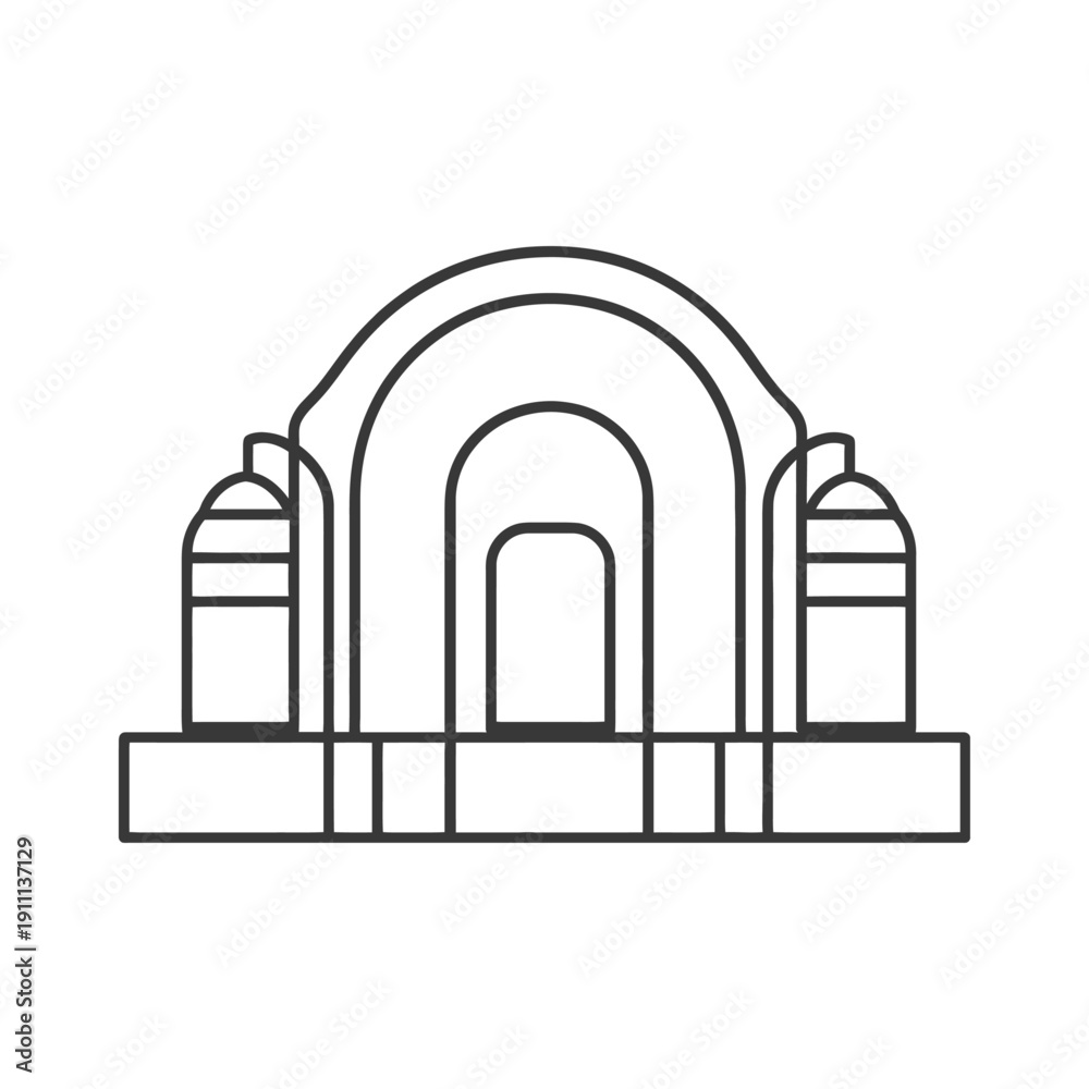 Obraz premium A simple black and white architectural structure with arches and pillars