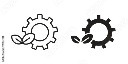 Green technology icon. Line and Silhouette Icon Set.