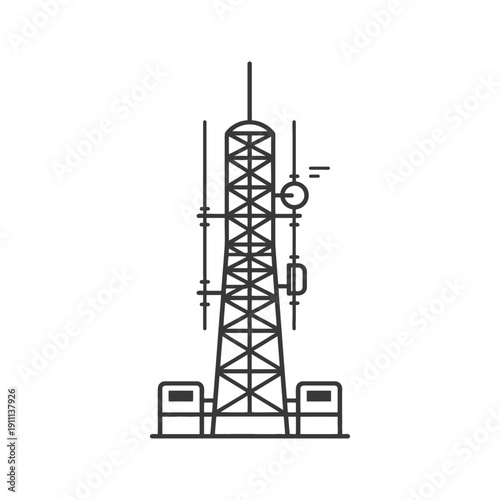Illustration depicting a communication tower with various attached antenna