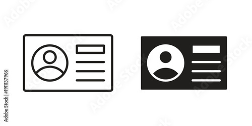 ID card icon. Line and Silhouette Icon Set.