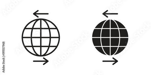 Import export icon. Line and Silhouette Icon Set.