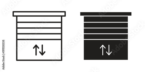 Jalousie icon. Line and Silhouette Icon Set.