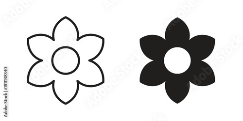 Jasmine icon. Line and Silhouette Icon Set.