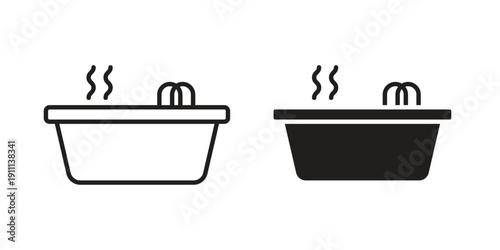 Jacuzzi icon. Line and Silhouette Icon Set.