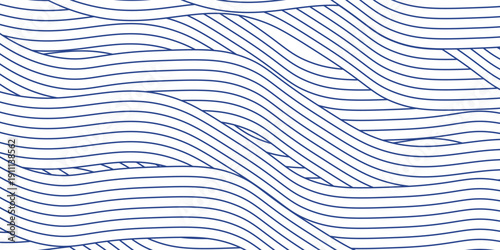Blue water wave line pattern background. Vector illustration. Japanese style concept.
