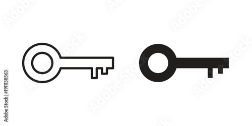 key icon. Line and Silhouette Icon Set.