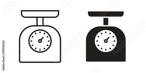 Kitchen scales icon. Line and Silhouette Icon Set.