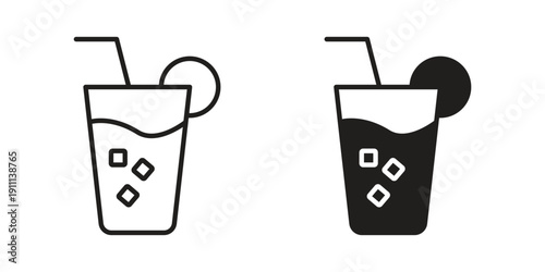 Lemonade icon. Line and Silhouette Icon Set.