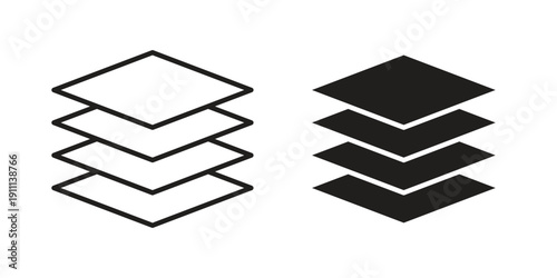 Layers icon. Line and Silhouette Icon Set.