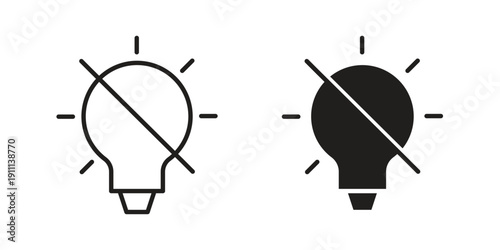 Light off icon. Line and Silhouette Icon Set.