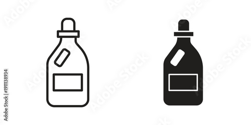 liquid detergent icon. Line and Silhouette Icon Set.
