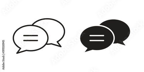 Live chat icon. Line and Silhouette Icon Set.