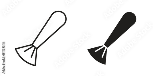 Makeup brush icon. Line and Silhouette Icon Set.