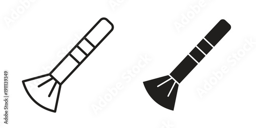 Makeup brush icon. Line and Silhouette Icon Set.