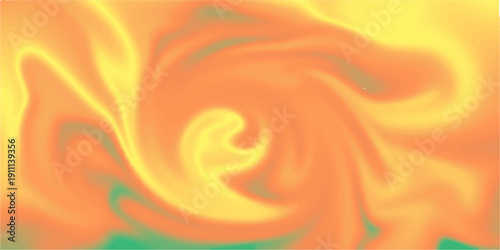 Abstract Orange and Yellow Liquid Marble Texture Background, Fluid Swirl Pattern with Vibrant Warm Color Gradient Mesh