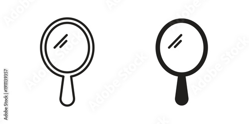Makeup mirror icon. Line and Silhouette Icon Set.