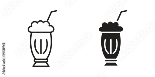 Milk shake icon. Line and Silhouette Icon Set.