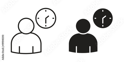 Office hours icon. Line and Silhouette Icon Set.