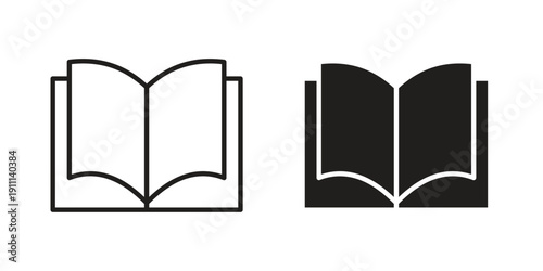 open book icon. Line and Silhouette Icon Set.