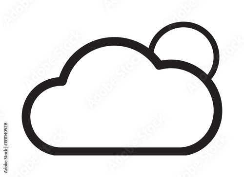 Simple black outline weather icon shows a cloud with the sun peeking out from behind, representing a partly cloudy or partly sunny forecast in a minimalist line art style