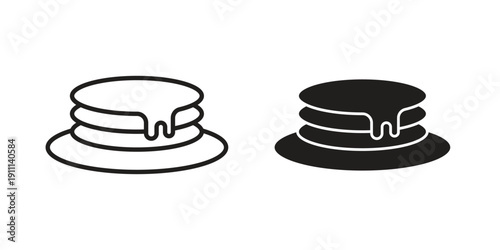 pancakes icon. Line and Silhouette Icon Set.