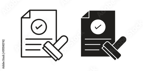 Permit icon. Line and Silhouette Icon Set.