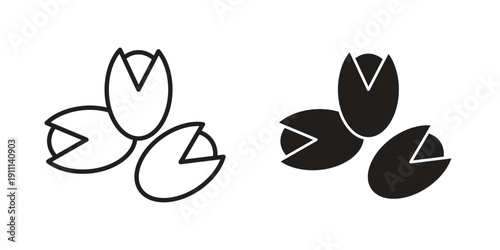Pistachio icon. Line and Silhouette Icon Set.