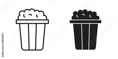 Popcorn icon. Line and Silhouette Icon Set.