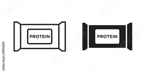 Protein bar icon. Line and Silhouette Icon Set.