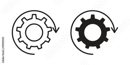 Recovery gear icon. Line and Silhouette Icon Set.
