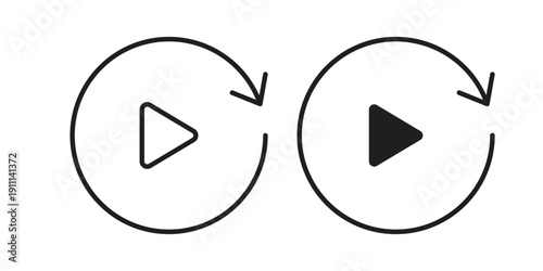 Replay icon. Line and Silhouette Icon Set.