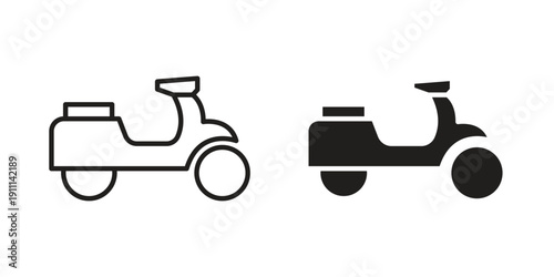 Scooter bike icon. Line and Silhouette Icon Set.