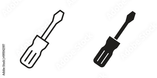 Screwdriver icon. Line and Silhouette Icon Set.