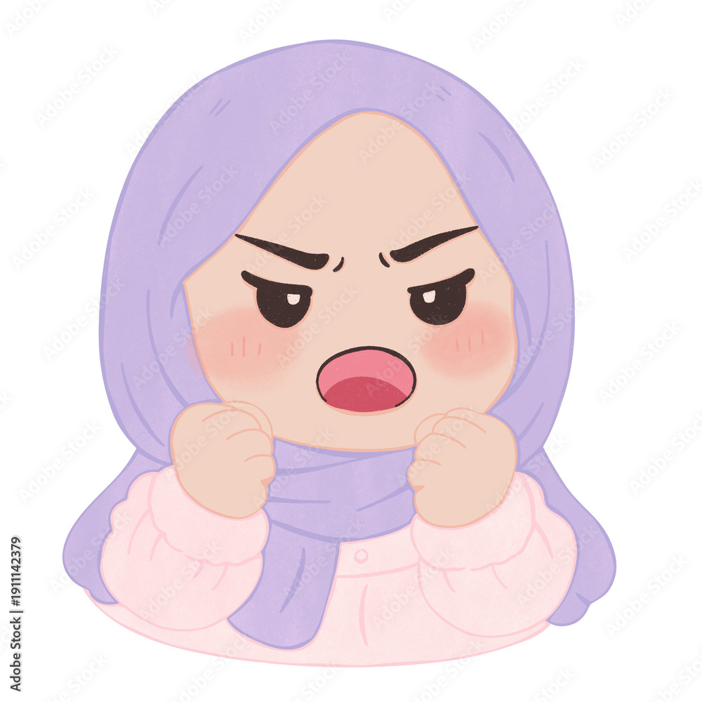 Fototapeta premium Angry Cute Hijab Girl Expression