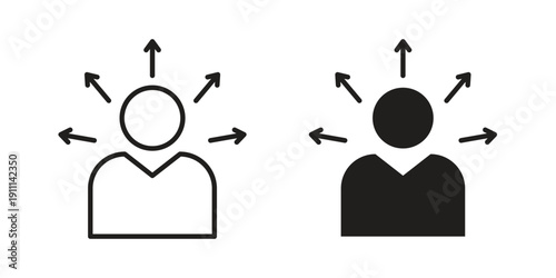Self awareness icon. Line and Silhouette Icon Set.