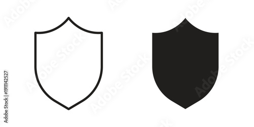 Shield icon. Line and Silhouette Icon Set.