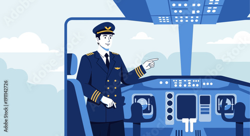 Pilot In Aircraft Cockpit Commanding Flight With Precision And Calm Demeanor