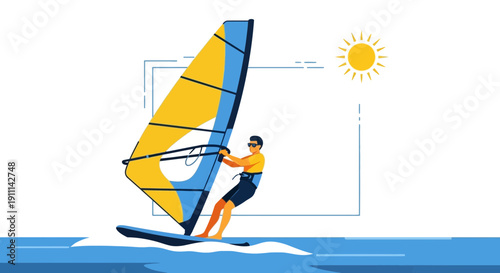 Person Windsurfing On A Sunny Day Enjoying Water Sports